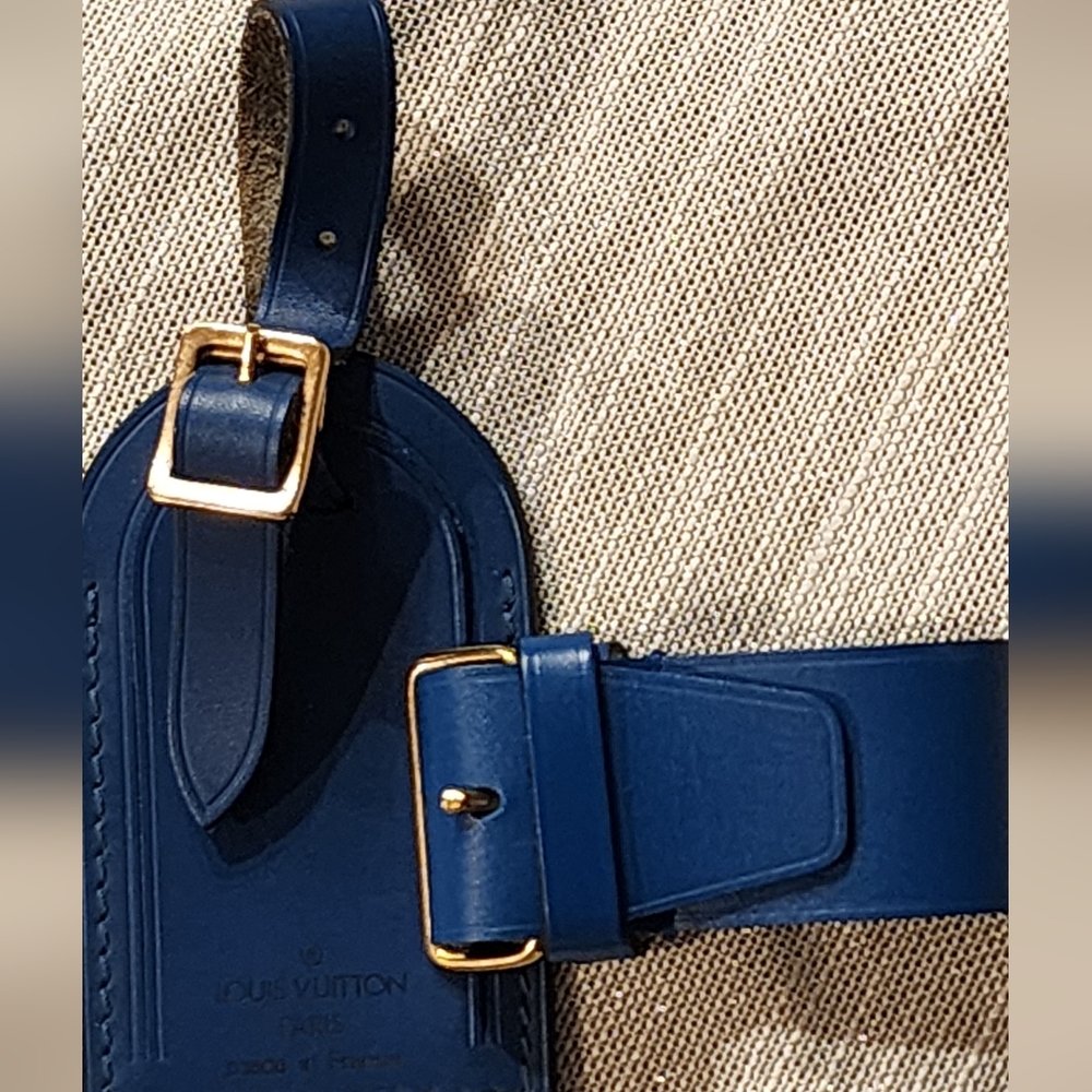 Louis Vuitton Luggage Tag with Poignet in Blue EUC